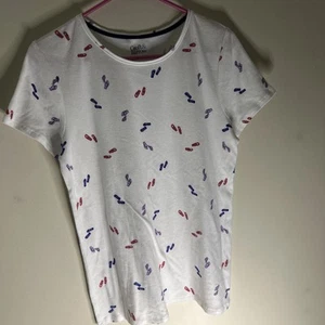 Croft & Barrow The Classic Tee Small White Short sleeve Red White And Blue Sandl - Picture 1 of 3