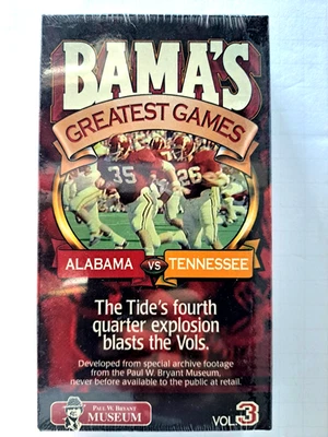 Bama’s Greatest Games VHS Tapes Vol 3 Alabama vs Tennessee 1973 Football sealed - Image 1 of 3
