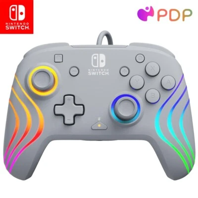 Controlador LED PDP Afterglow Wave con cable para Nintendo Switch, OLED - Gris Foto 1 de 4