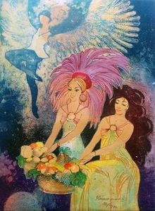 MIKULAS KRAVJANSKY ""PARADISE ISLAND III"" 1993 | SIGNIERTE ÄTZUNG | 30 X 22" | COA - Bild 1 von 1