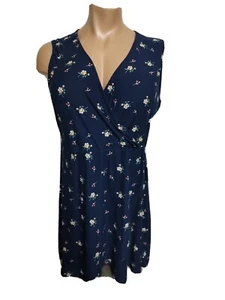 Rue21+ Women Front Wrap Sleeveless Dress 3x Stretch Navy Floral #DP - Picture 1 of 4