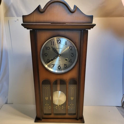 Vintage Commodore 35 Day Chime Wall Clock Wood 24" X 12" 694-KG Cover