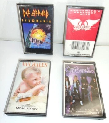 Vtg Heavy Metal Rock Cassette Tape Lot 4pc Leppard Halen Aerosmith Cinderella - Image 1 of 4