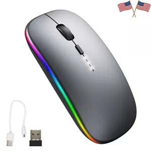 Bluetooth 5.0 Wireless Mouse Silent Multi USB Touch Mice Ultra-Thin Mouse Gray - Picture 1 of 13
