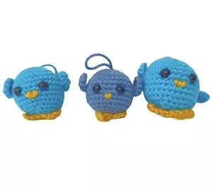 Lot of 3 Crochet Amigurumi Birds Handmade Stuffed Animal Toys Knitted Hanging - Picture 1 of 8
