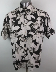 Mens Tori Richard Button Front Shirt Black Gray Size M Viscose Made in USA - Picture 1 of 9