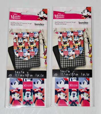 New Lot of 2 Bondex Disney Minnie Mouse Multicolor Iron-On Twill Patches 5"x7" - Image 1 of 4