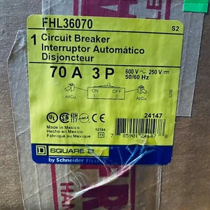 INTERRUPTOR CUADRADO D FHL36070 3 POLOS 70A 600V 250VDC NUEVO EN CAJA LISTO PARA ENVIAR - Imagen 1 de 1