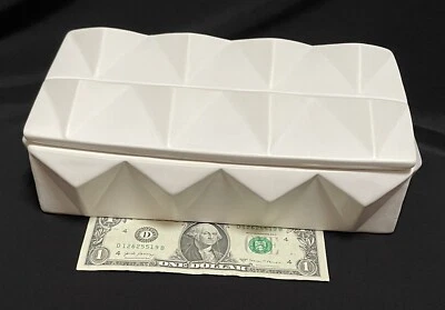 DWELL STUDIO Cover Box Global Views Braque Matt White Modernist 10.5 x 6 x 3.25” - Image 1 of 4