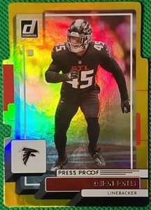 DEION JONES 25/25 2022 Donruss Prensa Prueba Oro Troquelado NFL Falcons SUJETA DE LIBROS SSP - Imagen 1 de 3