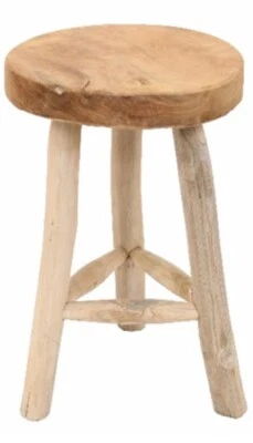 Teakholz Sitzhocker Holzhocker  Rund 45cm Massiv Pflanzen Dekotisch Blumen Tisch - Bild 1 von 4