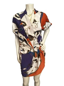 Vintage Diane von Furstenberg schönes Kleid mit geometrischem Druck Faux Wickelkleid Größe 6 - Bild 1 von 15