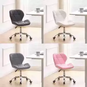 UK Cushioned Computer Desk Office Chair Chrome Legs Lift Swivel Small Adjustable - Picture 1 of 31