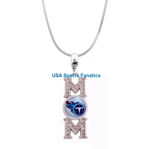 Tennessee Titans MOM Necklace With Rhinestones On A 925 SS Snake Chain 5 Sizes Cover