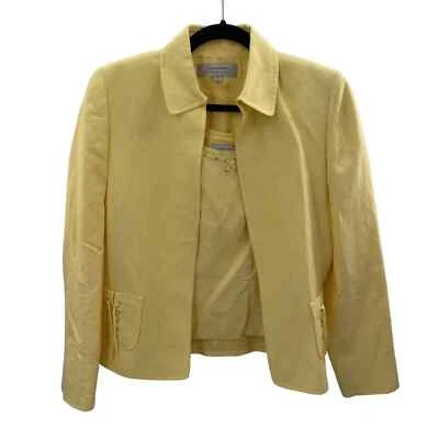 Conjunto sin mangas Blazer Tahari Arthur S Levine para mujer 4 bolsillos amarillos de lino rayón Foto 1 de 4