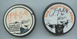 2 CHRISTIAN EHRHOFF AUTOGRAPHED PUCKS SAN JOSE SHARKS ICE HOCKEY SPORTS SOUVENIR - Picture 1 of 6