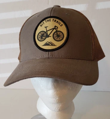 Chapéu ajustável Hit The Trails mountain bike patch bicicleta snapback NOVO SEM ETIQUETAS - Imagem 1 de 4