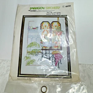 Vintage PARAGON Stitchery Kit NOSTALGIA #0131 Floral Stained Glass Window - Picture 1 of 6