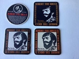 4 different Robert The Bruce Scotch Whisky  “ Mainly “ Australian Issue coasters