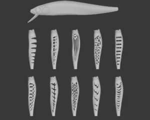 wLure plástico duro plantilla 3D señuelo de pesca jerkbait cuerpo en blanco UPM589 - Imagen 1 de 7