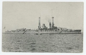 USS New York (ACR-2) crucero blindado barco de la Armada RPPC foto historia - Imagen 1 de 2