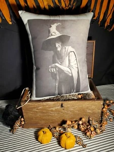 PRIMITIVE VINTAGE STEAM PUNK GOTHIC STYLE HALLOWEEN WICCAN WITCH OLD HAG PILLOW - Picture 1 of 7