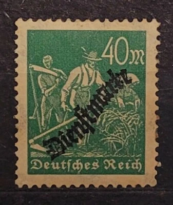 Germany Weimar Republik 1923 Overprint Diagonal Official Stamp 40 Mark - Farmer - Image 1 of 2