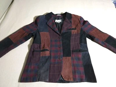 Chaqueta de Cuero Brandon Thomas De Colección 16M Parche Multicolor Rojo Marrón Negro Retazos Foto 1 de 4