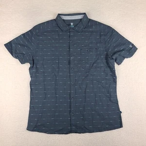 Kuhl Intrepid Skorpio Shirt Mens Large Dark Blue Geometric Hawaiian Button Up GC - Picture 1 of 14