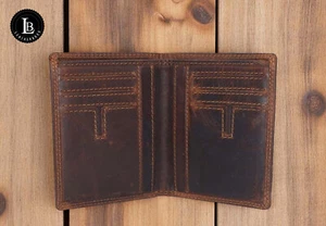 Vintage Leather Mens Slim Bifold Wallet RFID Blocking Credit Card Holder Wallets - Picture 1 of 9