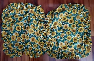 2 Vintage Sonnenblumen Frühling Sommer Kissenbezüge Hüllen mit Rüschenrand 26x20 - Bild 1 von 6