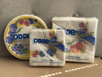 Servilletas y platos de postre vintage 1994 Dixie Seasons bebida, todas las ocasiones fruta Foto 1 de 4