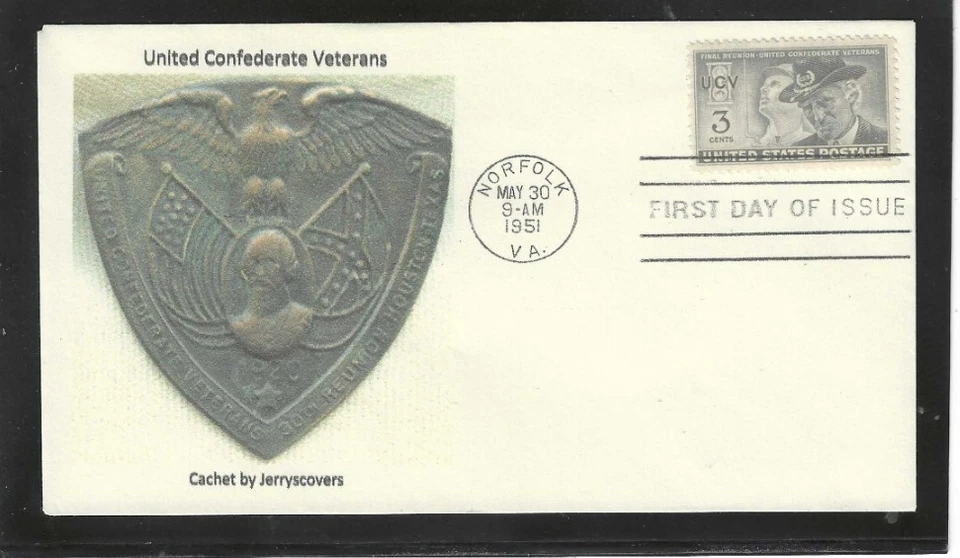 UCV UNITED CONFEDERATE VETERANS FDC 1951 NORFOLK, VA JERRY'S COVERS ONLY 1 MADE - Image 1 of 1