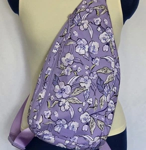 Vera Bradley Sling Backpack Adjustable Strap Lighten Up Floral Lavender - Picture 1 of 12