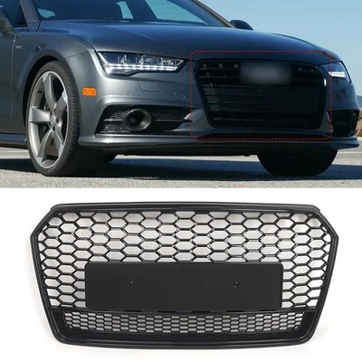 RS7 Style Front Honeycomb Mesh Grill Grille For Audi A7 S7 2016-2018 Facelift - Image 1 of 4