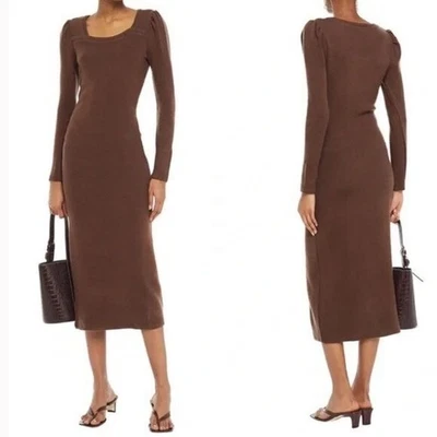 Vestido midi elástico con cuello corazón marrón de Walter Baker XS Orla Russett de $198 Foto 1 de 4