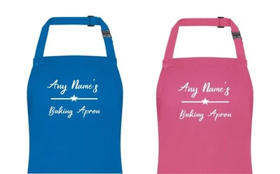 PRESENT2FUTURE KIDS PERSONALISED Baking Apron BLUE or PINK Print Kids Chefs Hat / Apron Set