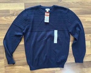 Cat & Jack Crew Neck Sweater Boys Large 10/12 Navy Blue Pullover NWT - Picture 1 of 6