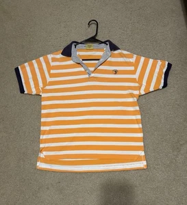 Duck Head Striped Polo Shirt Mens Large Orange White Cotton Logo Collar Tee - Picture 1 of 6