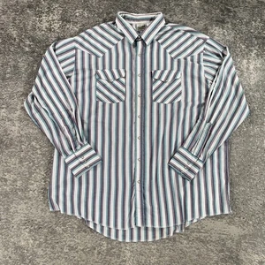 Vintage Express Riders Shirt Mens 2XL White Striped Western Pearl Snap USA Made - Picture 1 of 12