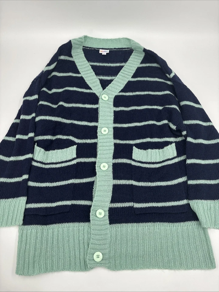 Suéter tejido LuLaRoe para mujer talla grande azul a rayas manga larga Foto 1 de 4