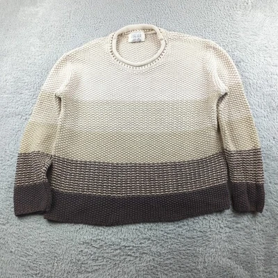 Vintage Roll Neck Sweater Womens XL Beige Brown Colorblock Knit Made in USA Icon - Image 1 of 4