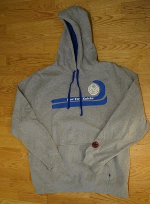 VINTAGE NEW YORK KNICKS HOODIE WITH LOGO 00'S SIZE XXL 2XL BLUE AND GREY NYK - Image 1 of 4