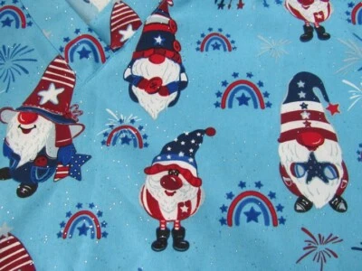 Scrub Top 4th of July Nomes    Size  2X   with 3  Pockets  GT Scrub design - Image 1 of 4