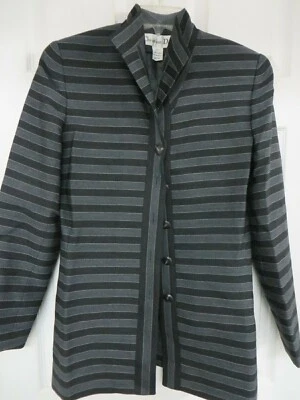 CHRISTIAN DIOR Worsted wool Button-up Gray/black/white Stripe Blazer  4 - Image 1 of 4