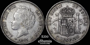 ESPAÑA, Alfonso XIII, 5 Pesetas 1893 PG-L, VF/VF+ - Imagen 1 de 5