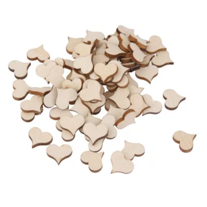 100Pcs Blank Wooden Hearts Shapes Embellishments Card Making Supply 11x3mm - Picture 1 of 10