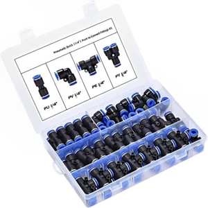 40Pcs Quick Connect Air Hose Fittings 1/4 inch Pneumatic Push to Connect Fitting - Picture 1 of 6
