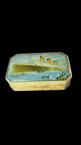 Vintage Bensons Confectionery inglese caramelle caramelle latta Queen Mary Ocean Liner spedizione - Foto 1 di 12