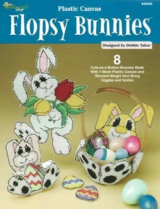 Flopsy Bunnies Plastic Canvas Basket Wall Hanging Coasters Frame Egg Holders OOP - Picture 1 of 2